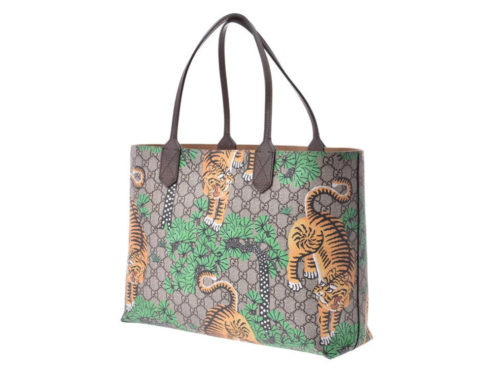 Gucci Supreme GG Tote Tiger Brown Beige Bag Bengal